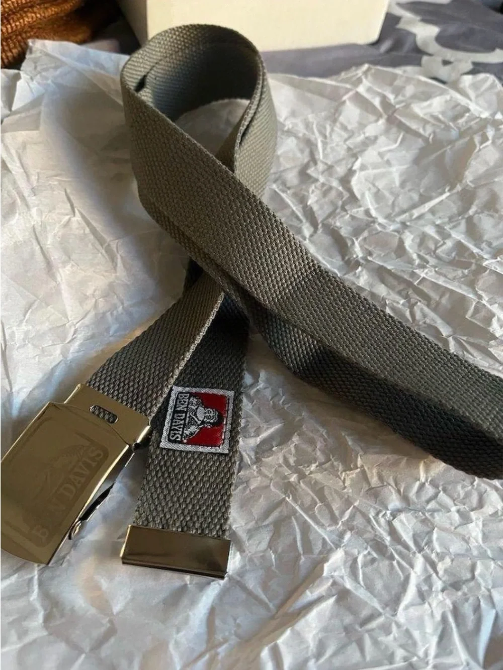 Ben Davis Gray Webbing Belt with Branded Metal Buckle